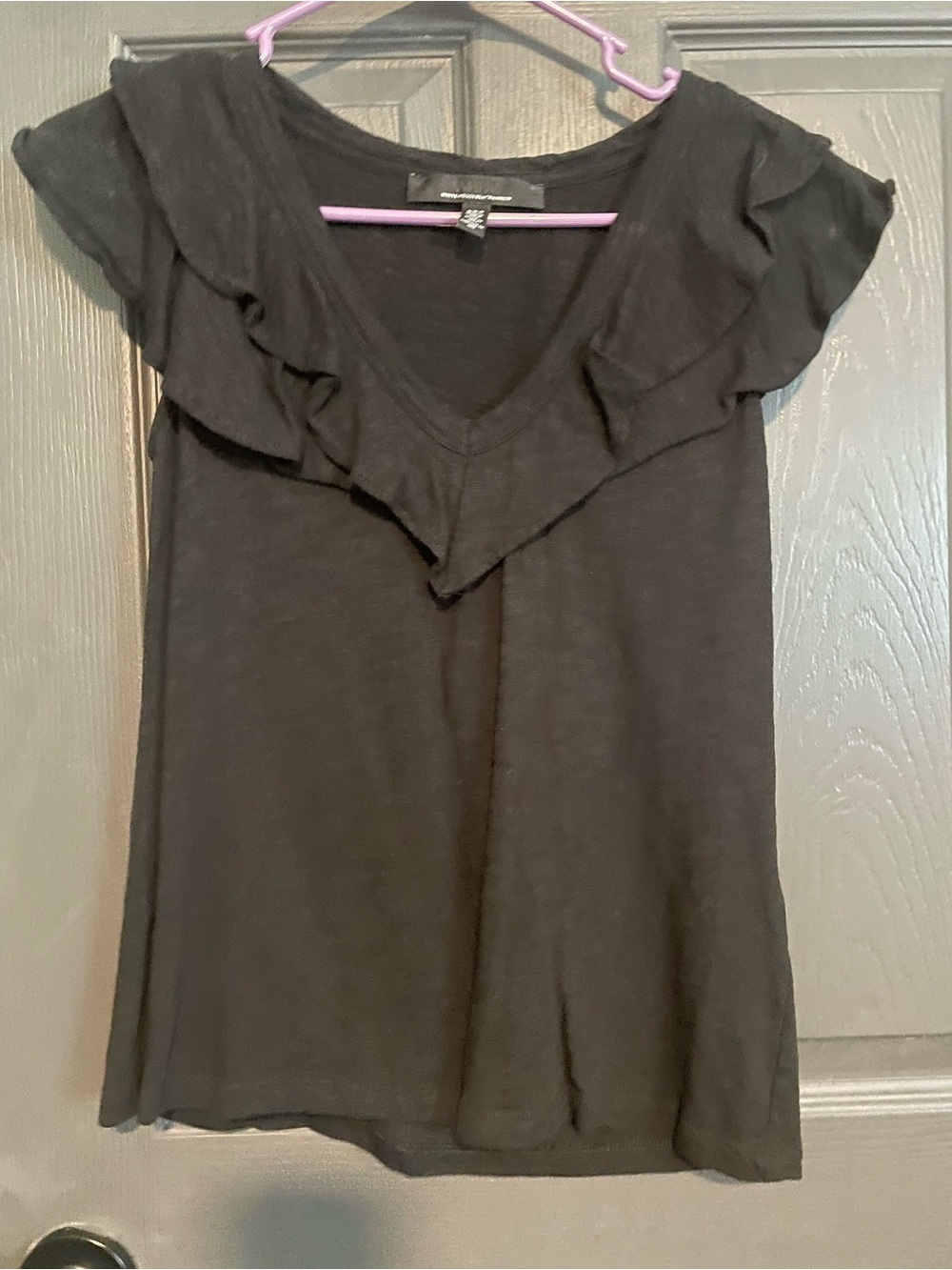 White House Black Market Black Ruffle V-Neck Camisole